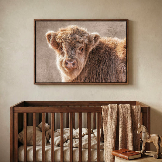 Cow Nursery Wall Canvas - Scottish Highland Calf Wall Art Teri James Photography