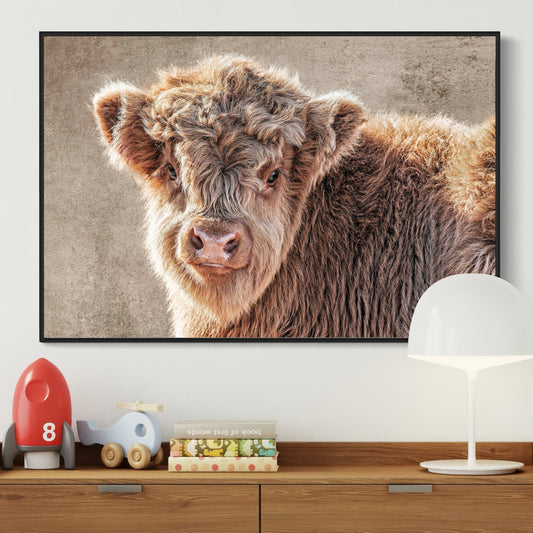 Cow Nursery Wall Canvas - Scottish Highland Calf Wall Art Teri James Photography