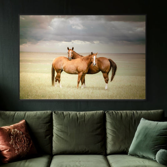Cowboy Art - Quarter Horses and Stormy Sky Wall Art Teri James Photography