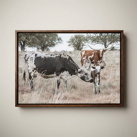 Cowboy Nursery Decor Wall Art - Longhorn Cattle
