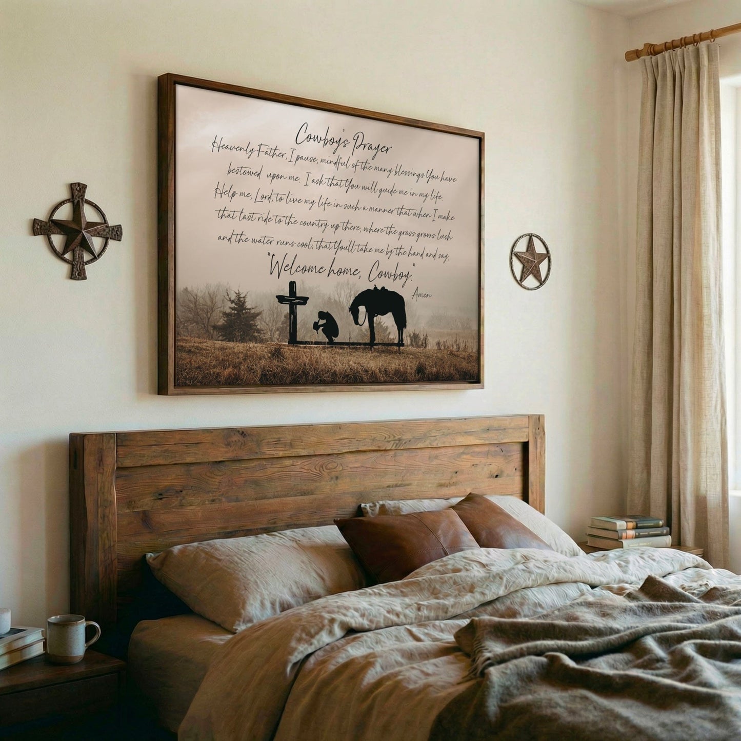 Cowboy Prayer Wall Art Canvas - Praying Cowboy and Horse Wall Art Teri James Photography