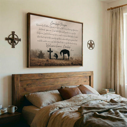 Cowboy Prayer Wall Art Canvas - Praying Cowboy and Horse Wall Art Teri James Photography