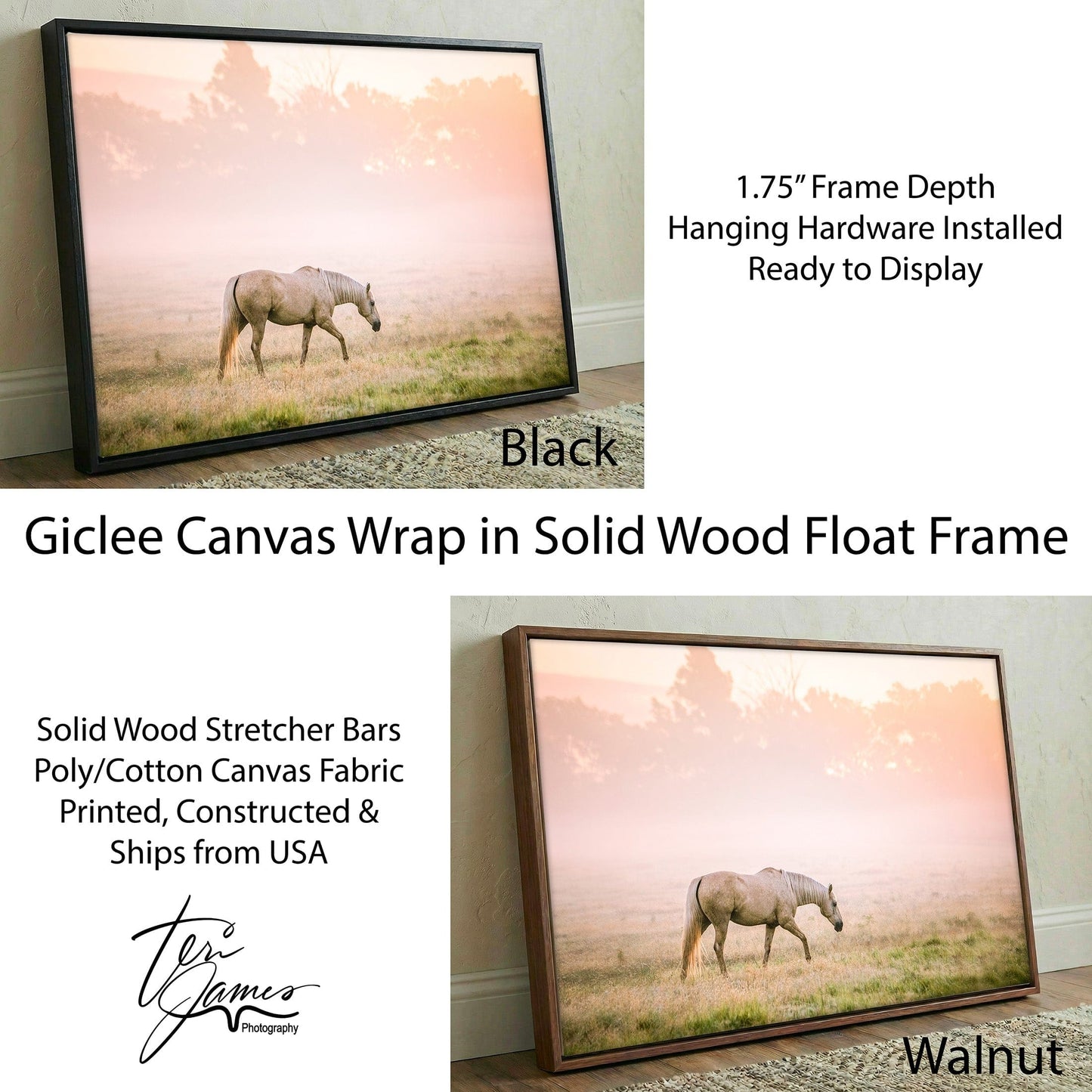 Cowgirl Nursery Decor - Palomino Horse Print - Pastel Nursery Art - Western Room Decor Canvas-Black Frame / 12 x 18 Inches Wall Art Teri James Photography