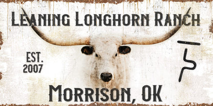 Custom Ranch Sign - Personalized with Cattle Brand Mounted Photo Print / 10 x 20 Inches