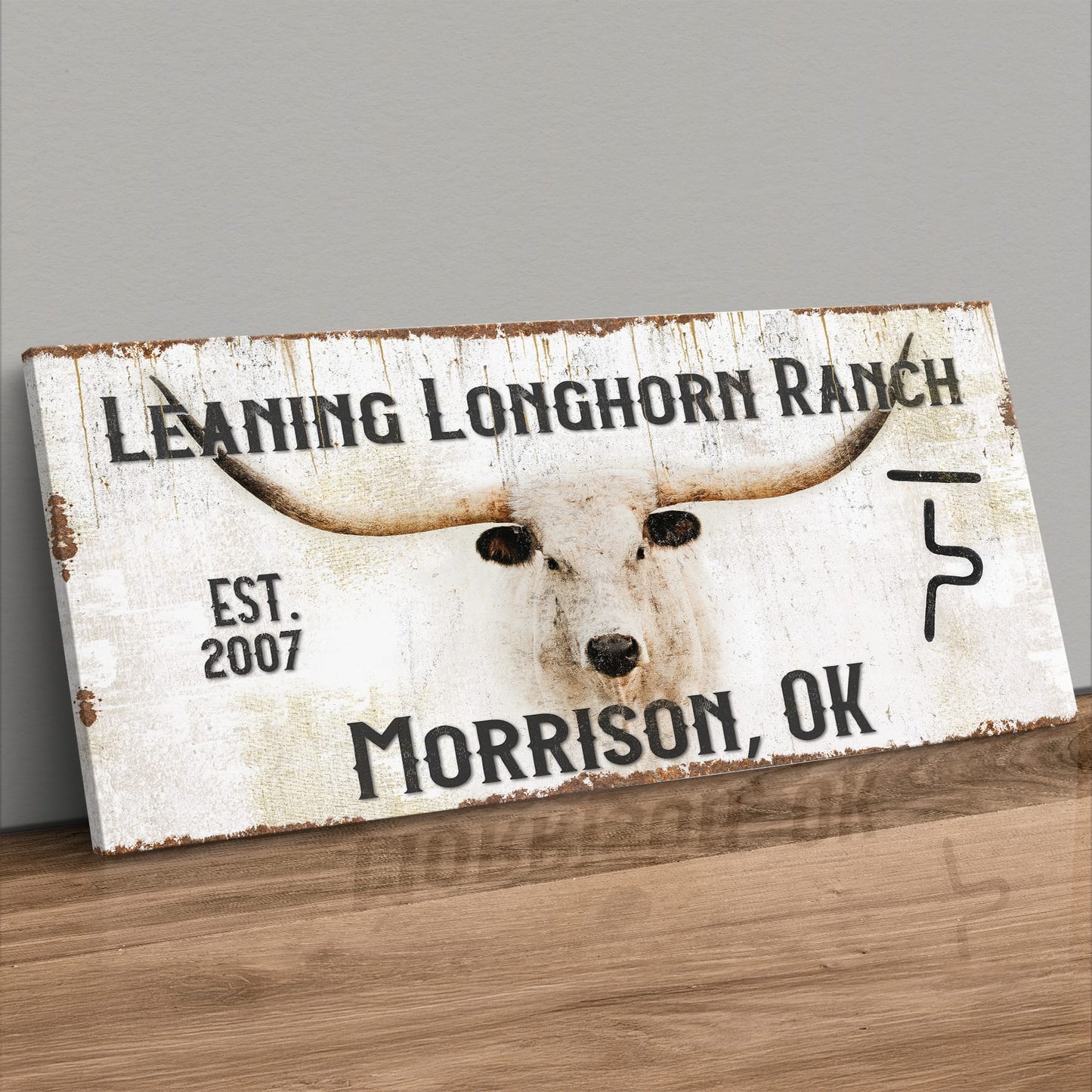 Custom Ranch Sign - Personalized with Cattle Brand Canvas-Unframed / 10 x 20 Inches
