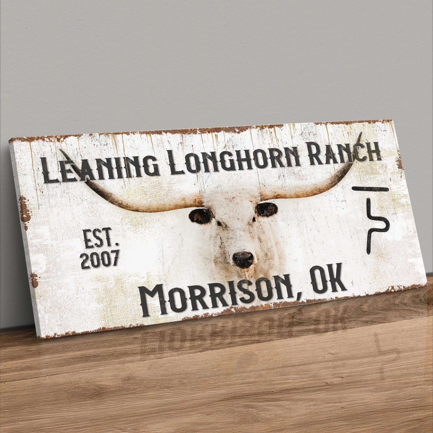Custom Ranch Sign - Personalized with Cattle Brand Canvas-Unframed / 10 x 20 Inches