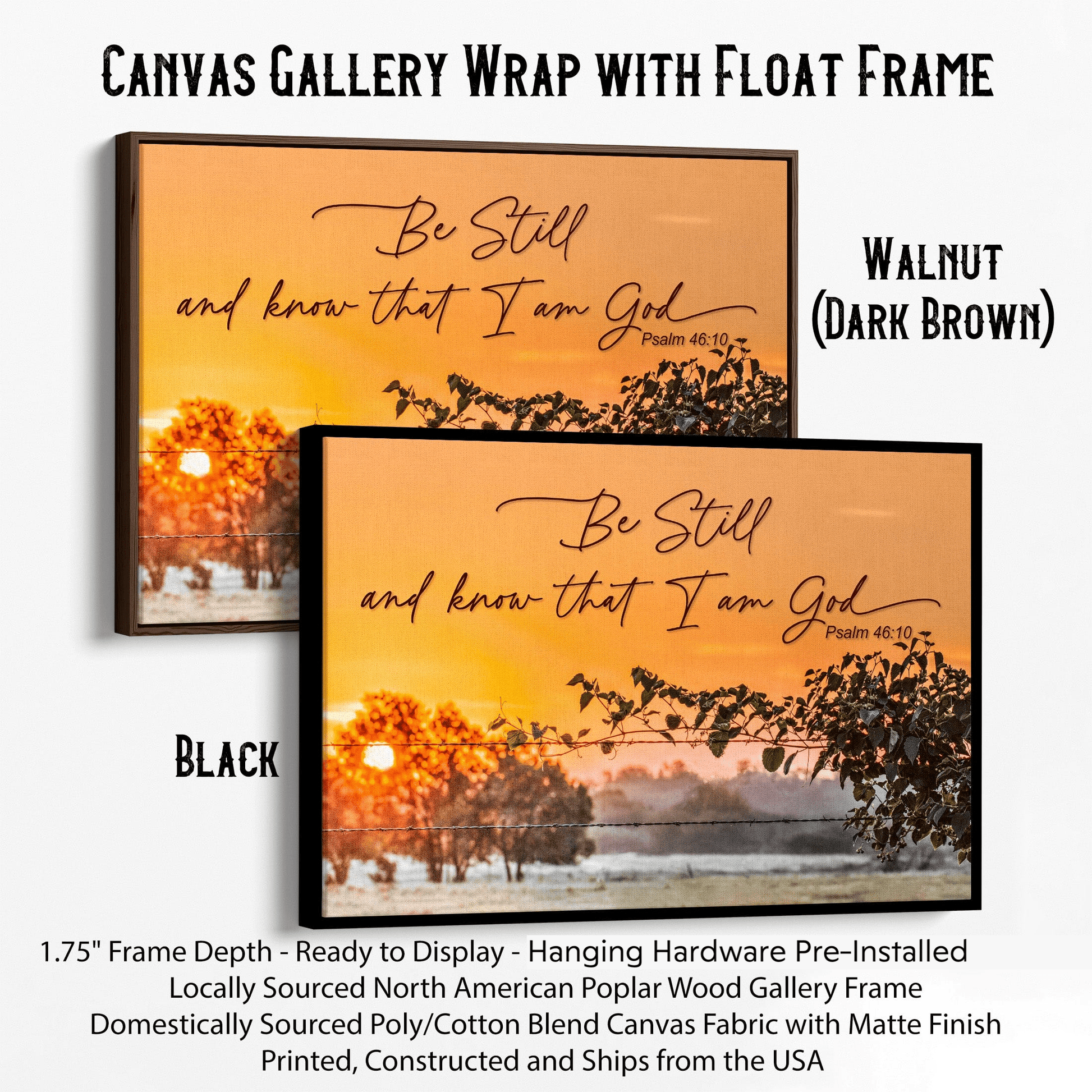 Customizable Scripture Wall Art - Be Still and Know that I am God Canvas-Black Frame / 12 x 18 Inches Wall Art Teri James Photography