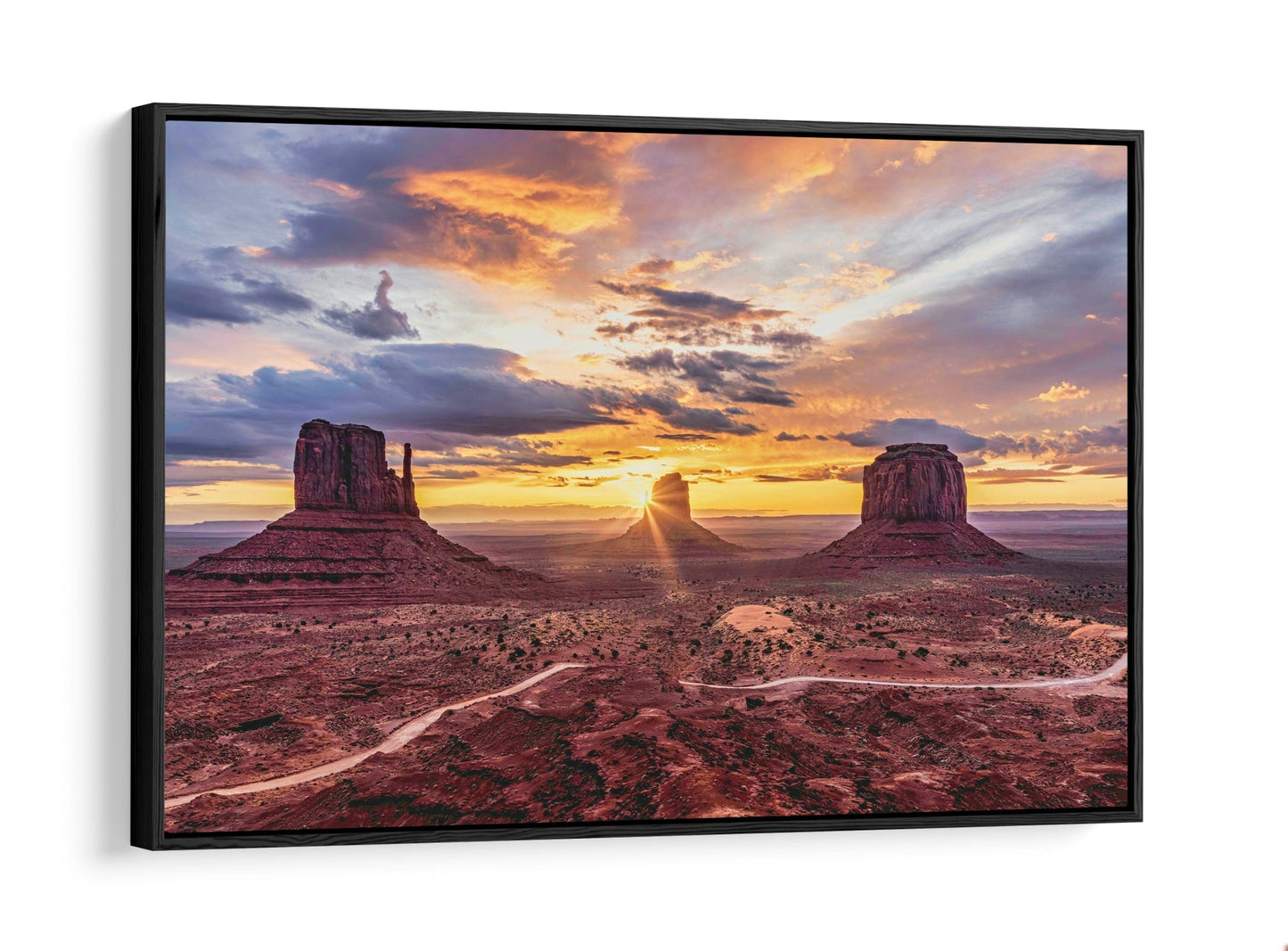 Desert Canvas Art, Monument Valley Canvas-Black Frame / 12 x 18 Inches Wall Art Teri James Photography