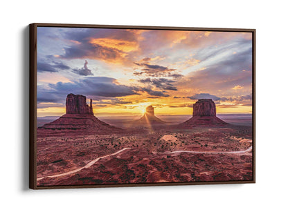Desert Canvas Art, Monument Valley Canvas-Walnut Frame / 12 x 18 Inches Wall Art Teri James Photography