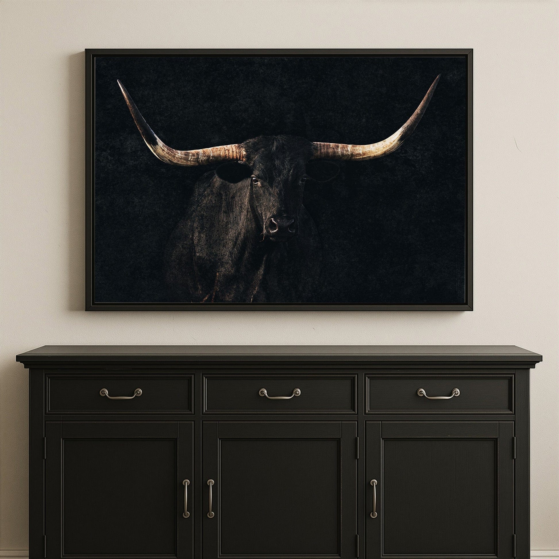 Elegant Black Longhorn Canvas Wall Art Wall Art Teri James Photography