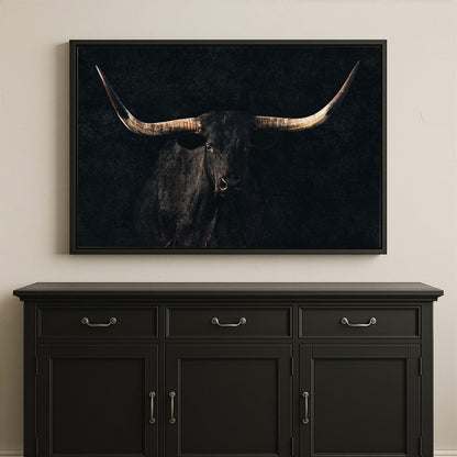 Elegant Black Longhorn Canvas Wall Art Wall Art Teri James Photography