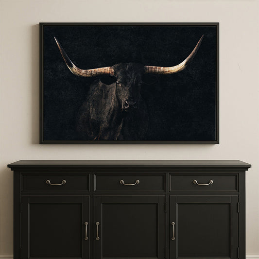 Longhorn Canvas Art – Elegant Black Western Wall Decor