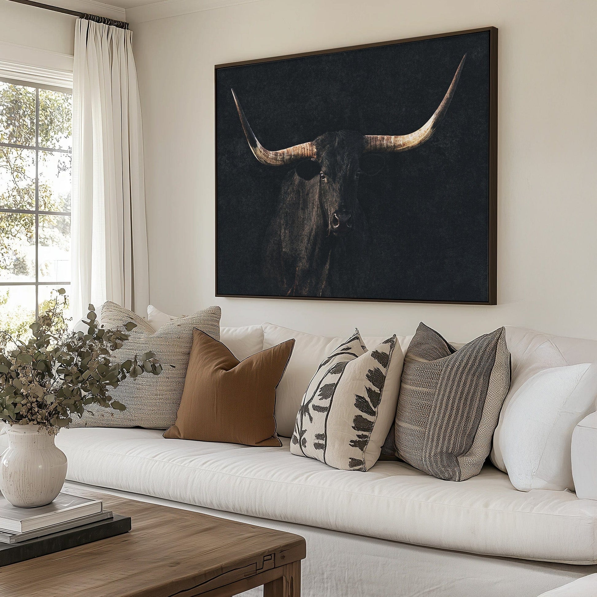 Elegant Black Longhorn Canvas Wall Art Wall Art Teri James Photography