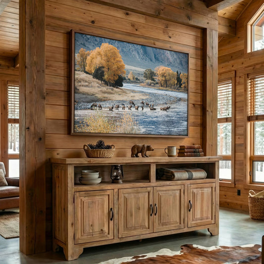 Elk Paradise Valley Print - Rustic Western Artwork & Wildlife Canvas Print Wall Art Teri James Photography