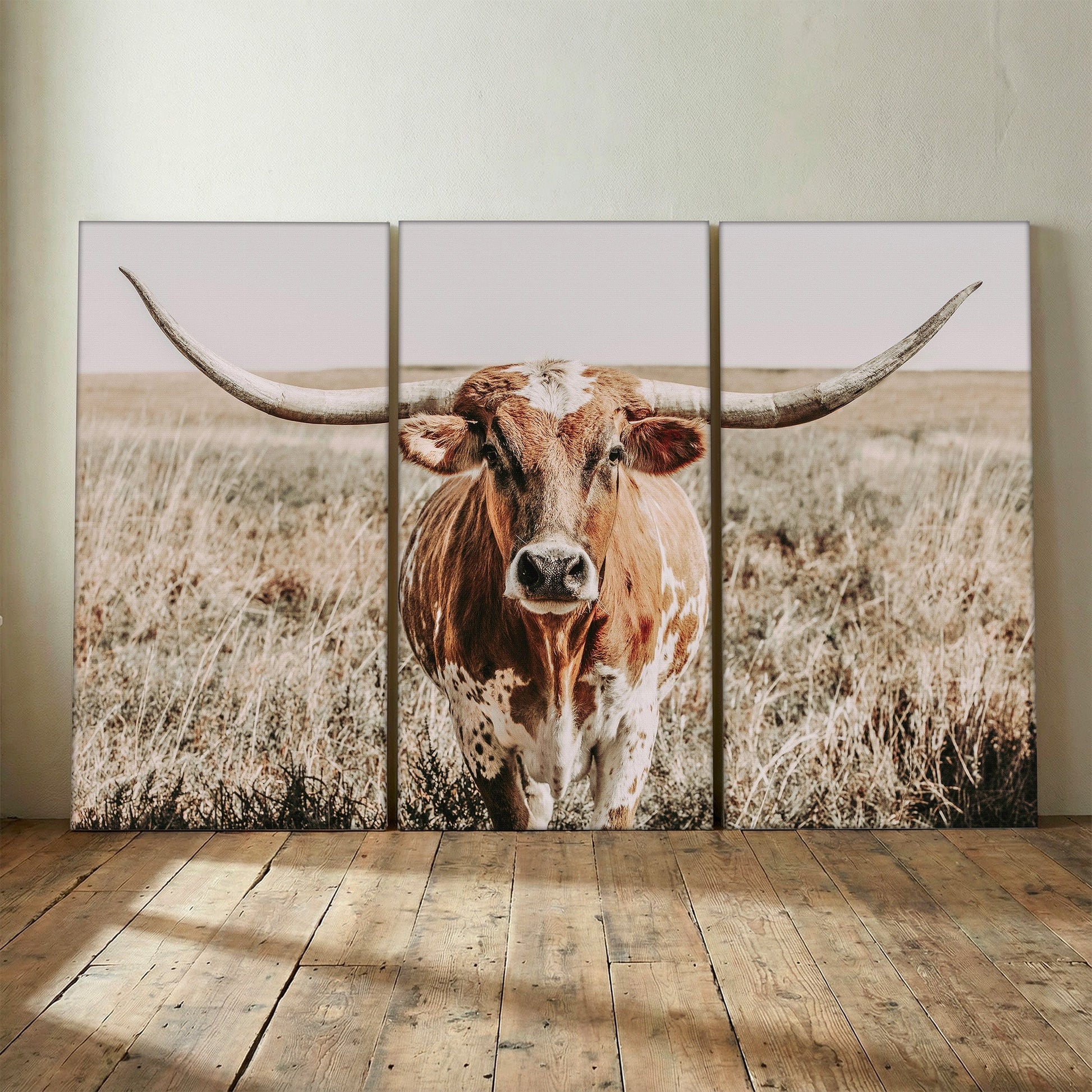 Extra Large Longhorn Wall Art - 3 Piece Triptych 48" x 72" (3 @ 24" x 48") Wall Art Teri James Photography