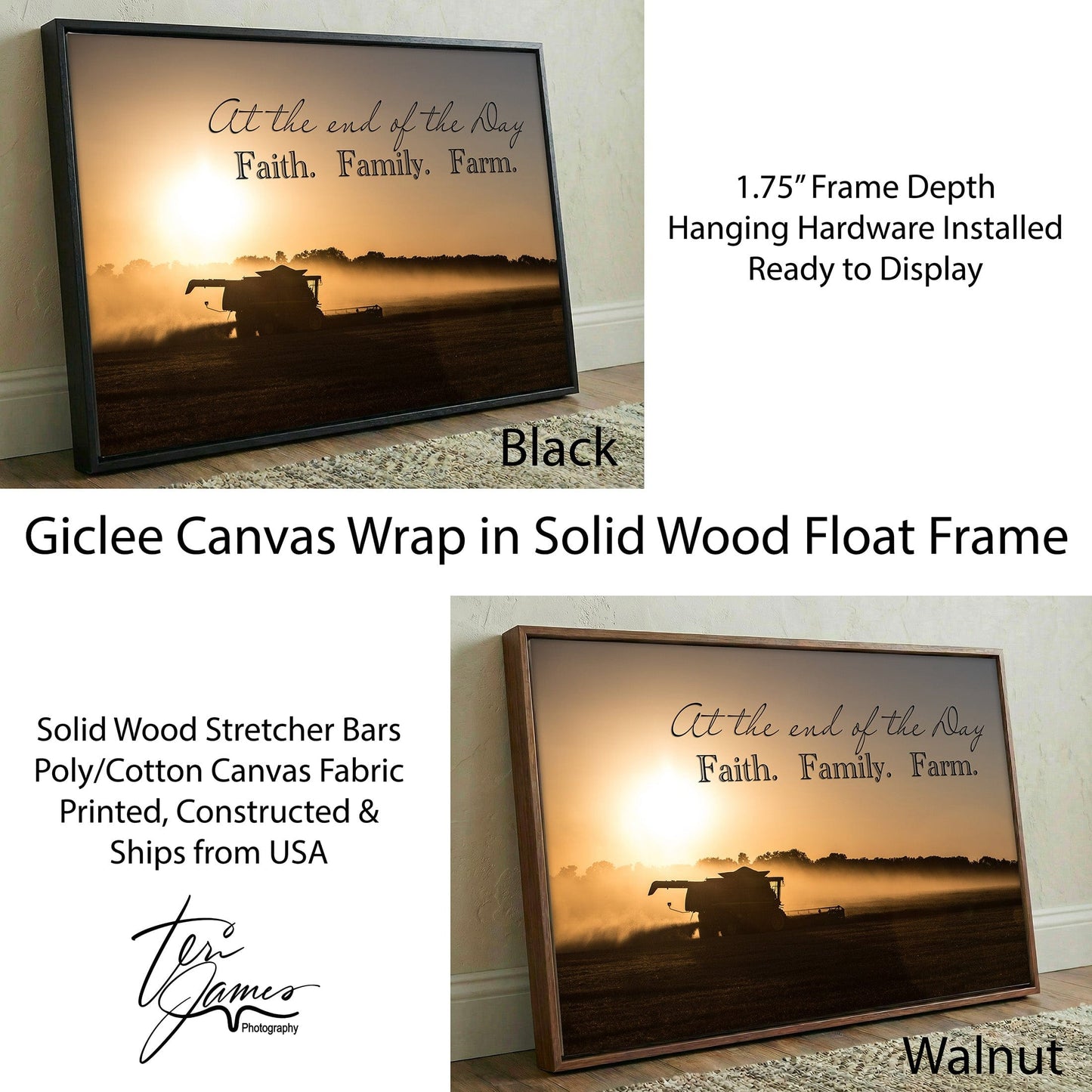 Faith Family Farm Wall Art - Quotes About Life Canvas Print Canvas-Black Frame / 12 x 18 Inches Wall Art Teri James Photography