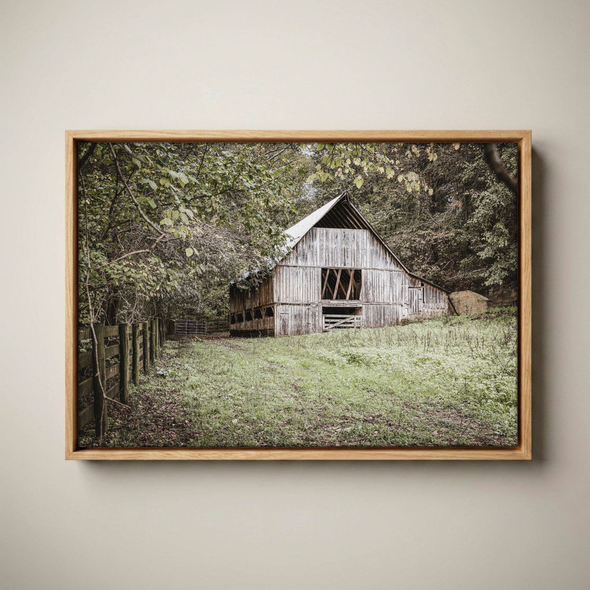 Farmhouse Barn Wall Decor - Rustic Canvas Print Canvas-Natural Oak Float Frame / 12 x 18 Inches