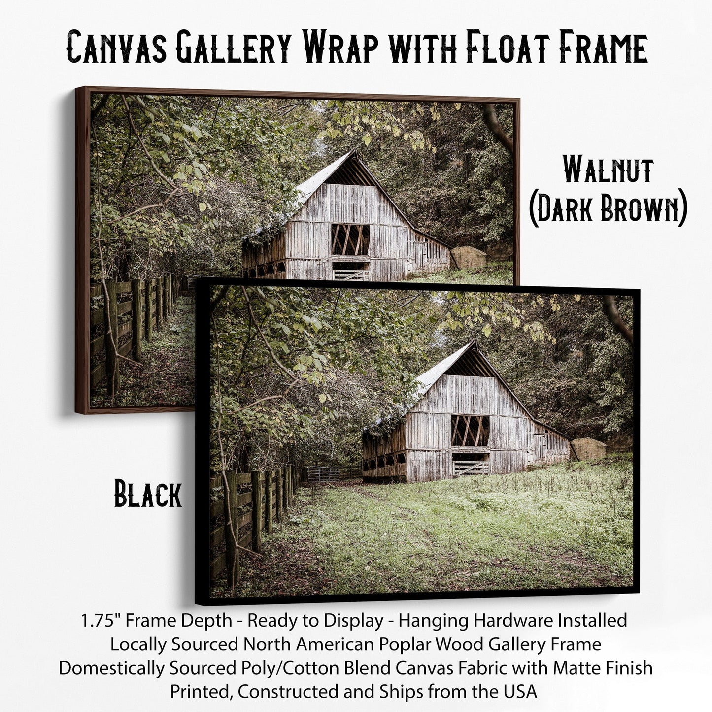 Farmhouse Barn Wall Decor Canvas-Black Frame / 12 x 18 Inches Wall Art Teri James Photography