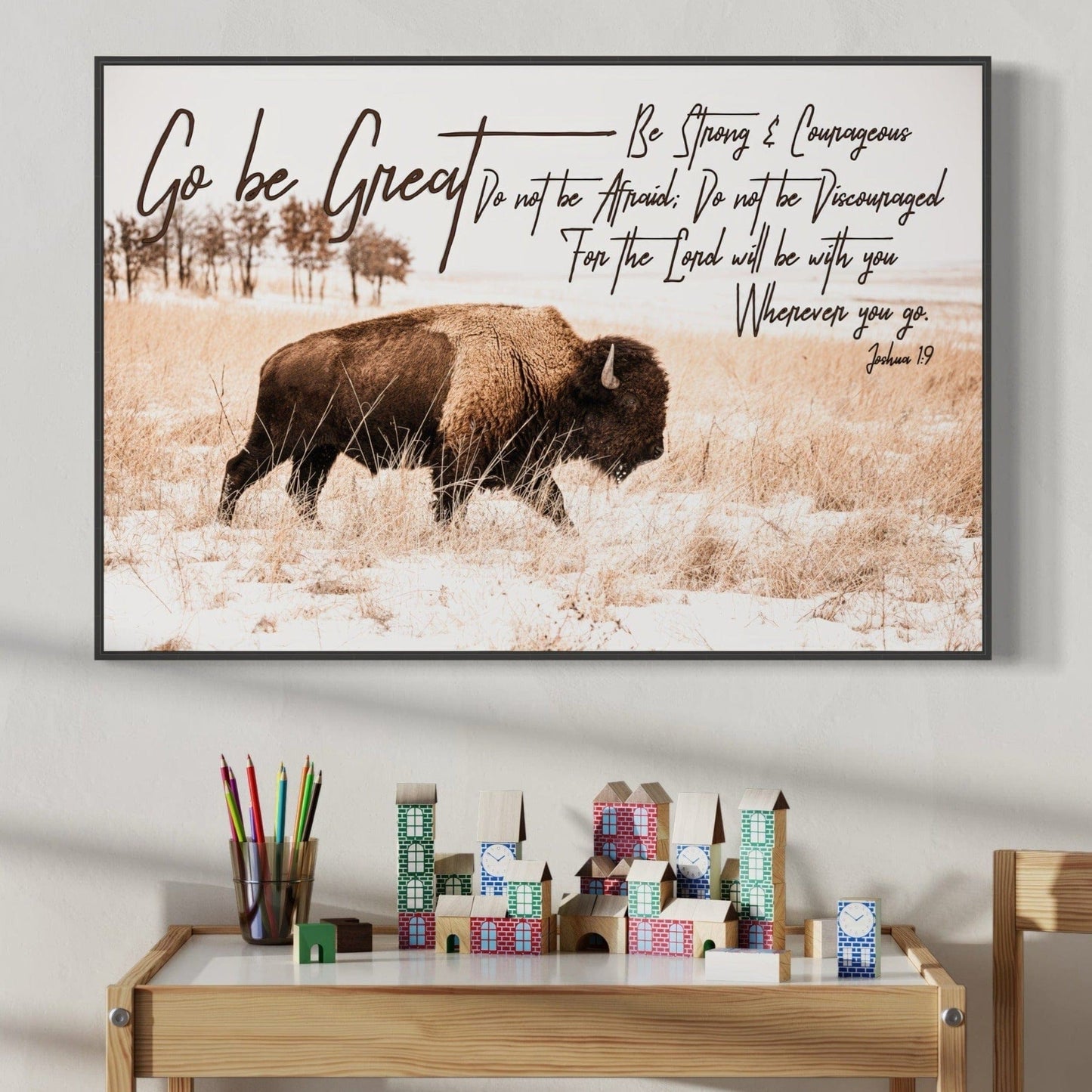 Gift for a Newborn Nursery - Bison Wall Decor Wall Art Teri James Photography
