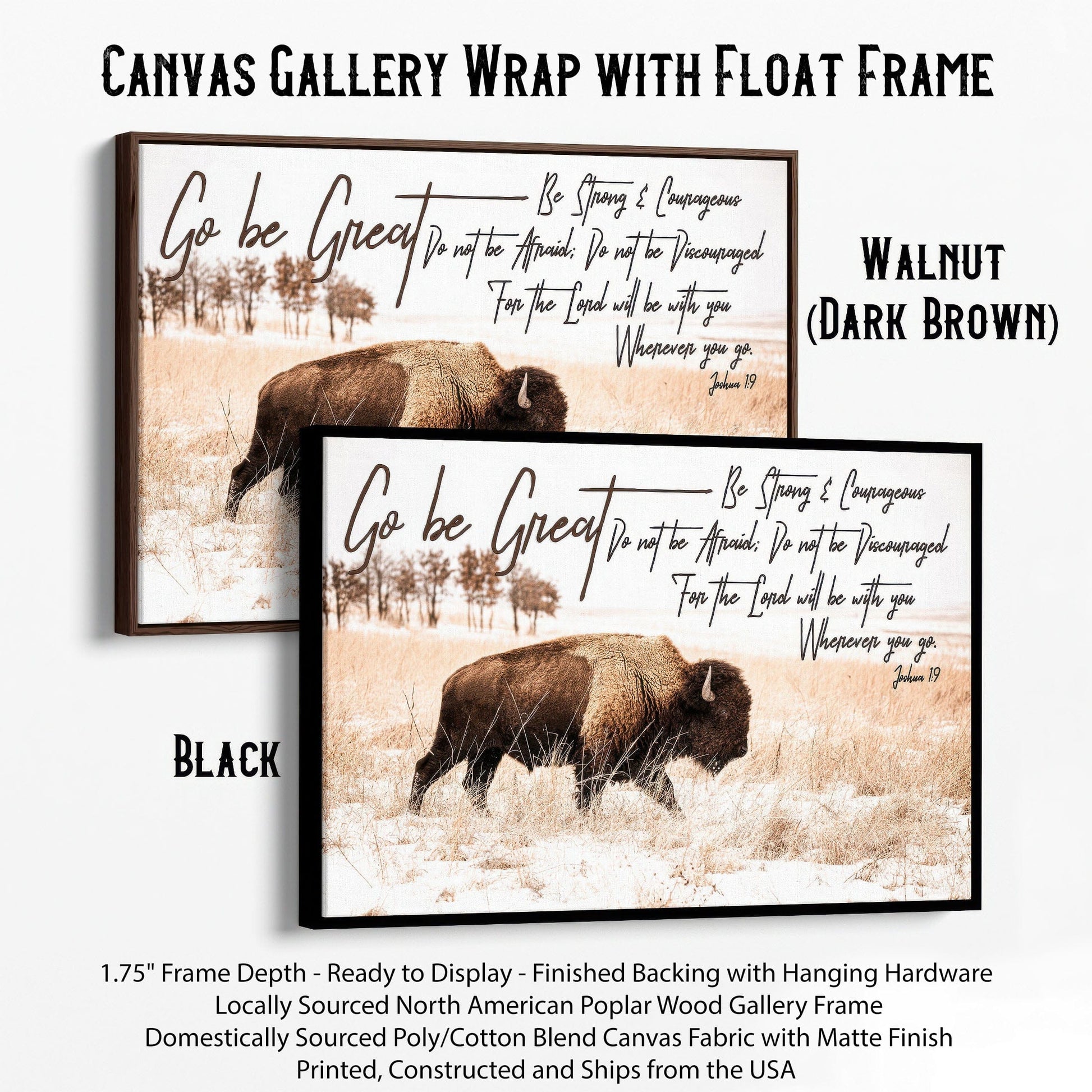 Gift for a Newborn Nursery - Bison Wall Decor Canvas-Black Frame / 12 x 18 Inches Wall Art Teri James Photography