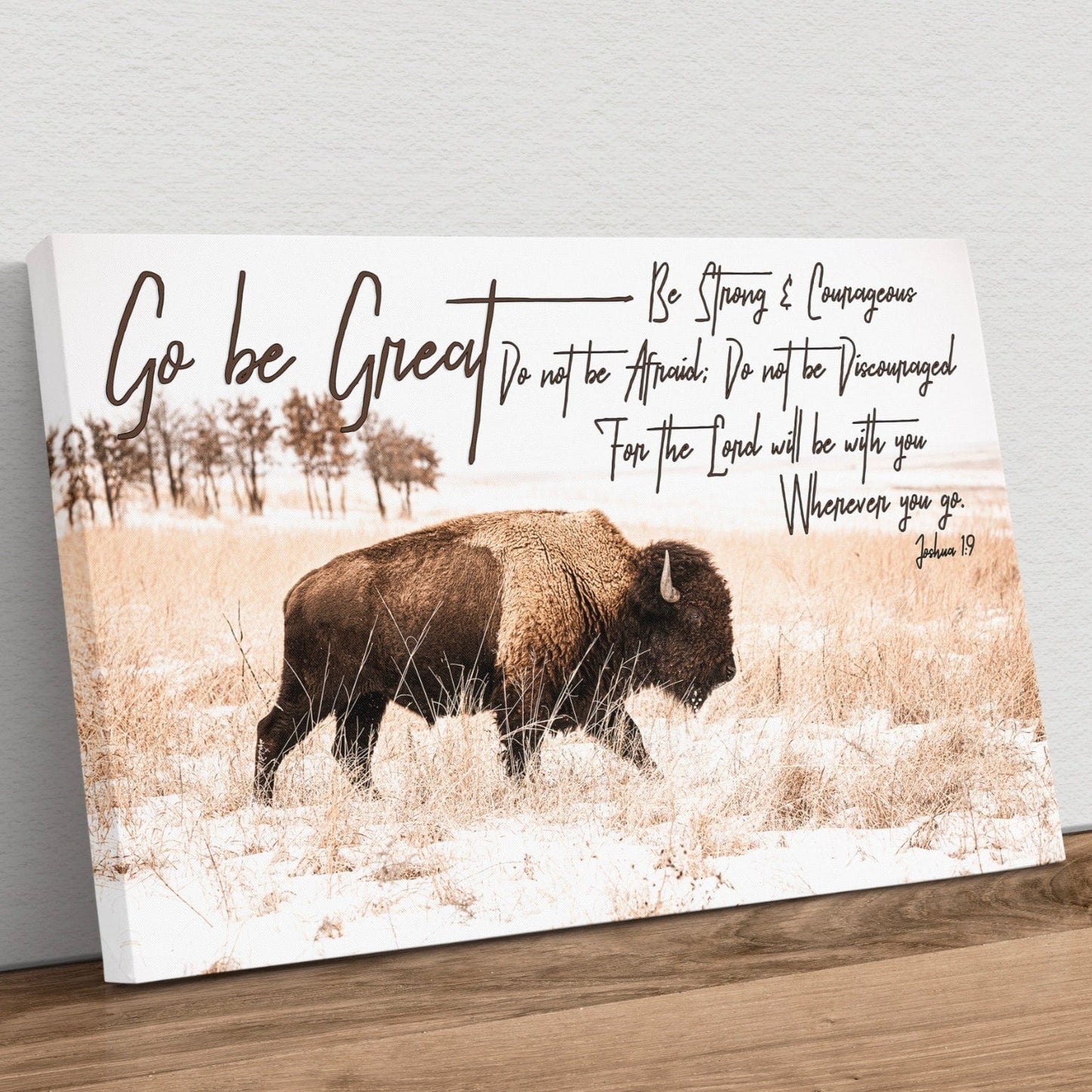 Gift for Newborn Nursery - Go Be Great Bison Nursery Wall Decor Canvas-Unframed / 12 x 18 Inches Wall Art Teri James Photography