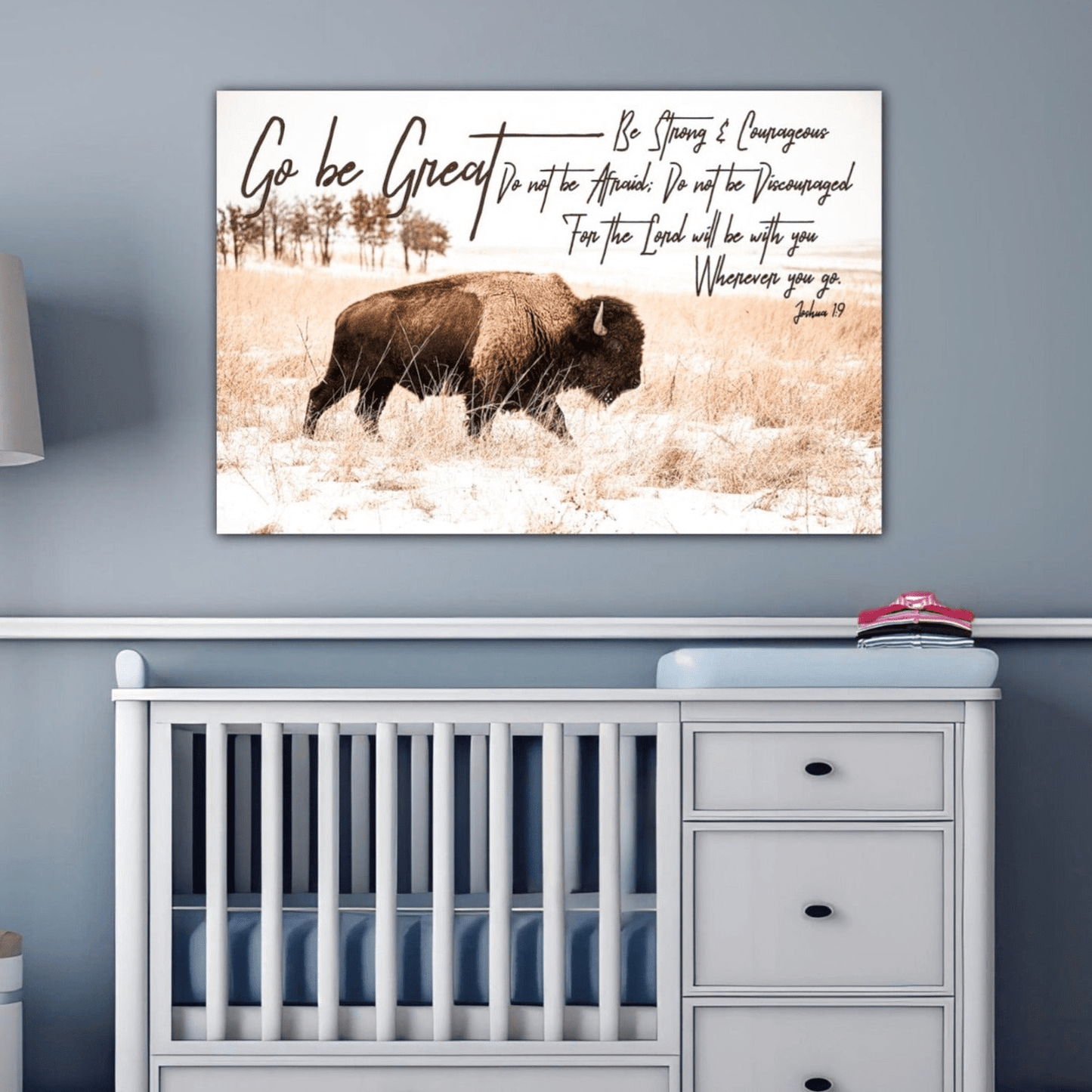 Gift for Newborn Nursery - Go Be Great Bison Nursery Wall Decor Wall Art Teri James Photography
