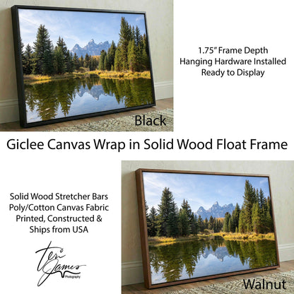 Grand Teton Wall Art – Wyoming Landscape Print With Snake River Reflection Canvas-Black Frame / 12 x 18 Inches Wall Art Teri James Photography