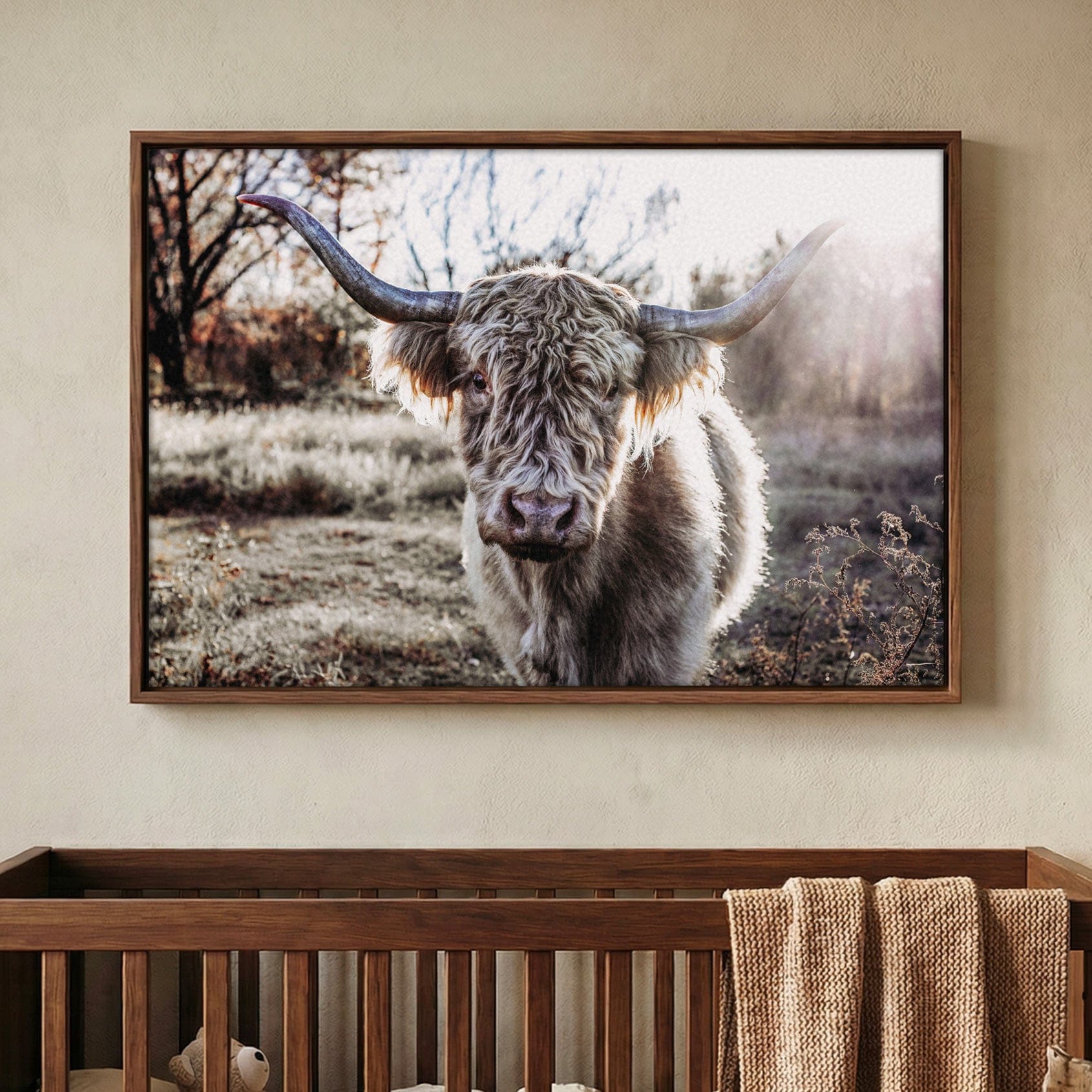 Highland Cow Canvas - Blonde Highland Cow Print Rustic Farmhouse Wall Art Wall Art Teri James Photography