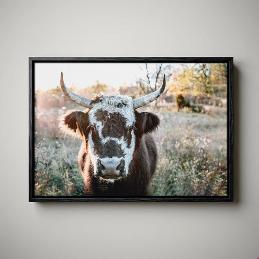 Highland Cow Canvas Print - Black and White Cow