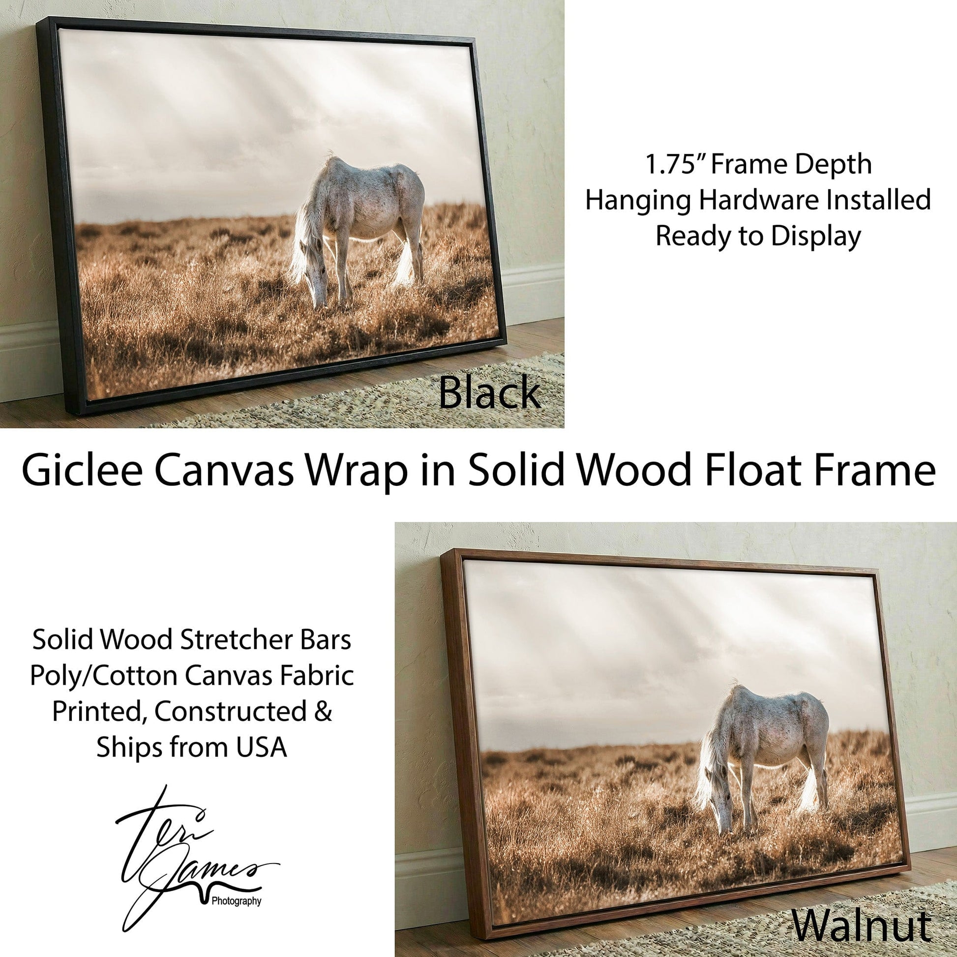 Horse Art Western Decor – Rustic Bedroom Decor | Horse Canvas Print Canvas-Black Frame / 12 x 18 Inches Wall Art Teri James Photography