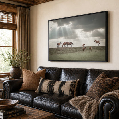 Horse Canvas Print - Western Wall Art Canvas-Black Frame / 12 x 18 Inches
