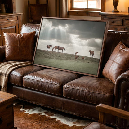 Horse Canvas Print - Western Wall Art Canvas-Walnut Frame / 12 x 18 Inches