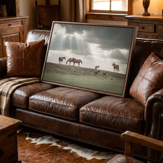 Horse Canvas Print - Western Wall Art Canvas-Walnut Frame / 12 x 18 Inches