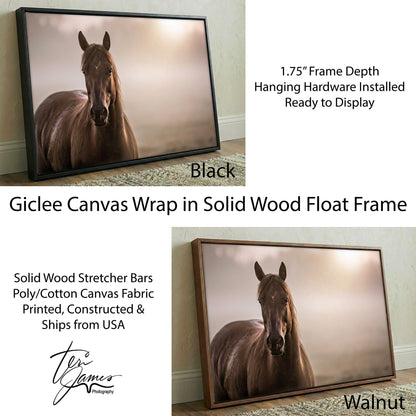 Horse Decor Canvas Print - Horse in Foggy Pasture Canvas-Black Frame / 12 x 18 Inches Wall Art Teri James Photography