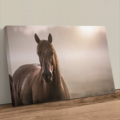 Horse Decor Canvas Print - Horse in Foggy Pasture Canvas-Unframed / 12 x 18 Inches Wall Art Teri James Photography