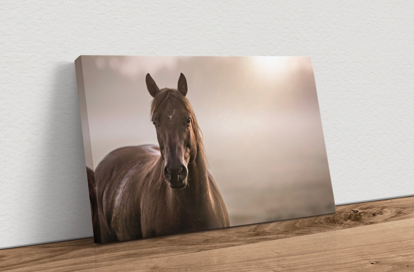 Horse Decor Canvas Print - Horse in Foggy Pasture Canvas-Unframed / 12 x 18 Inches Wall Art Teri James Photography