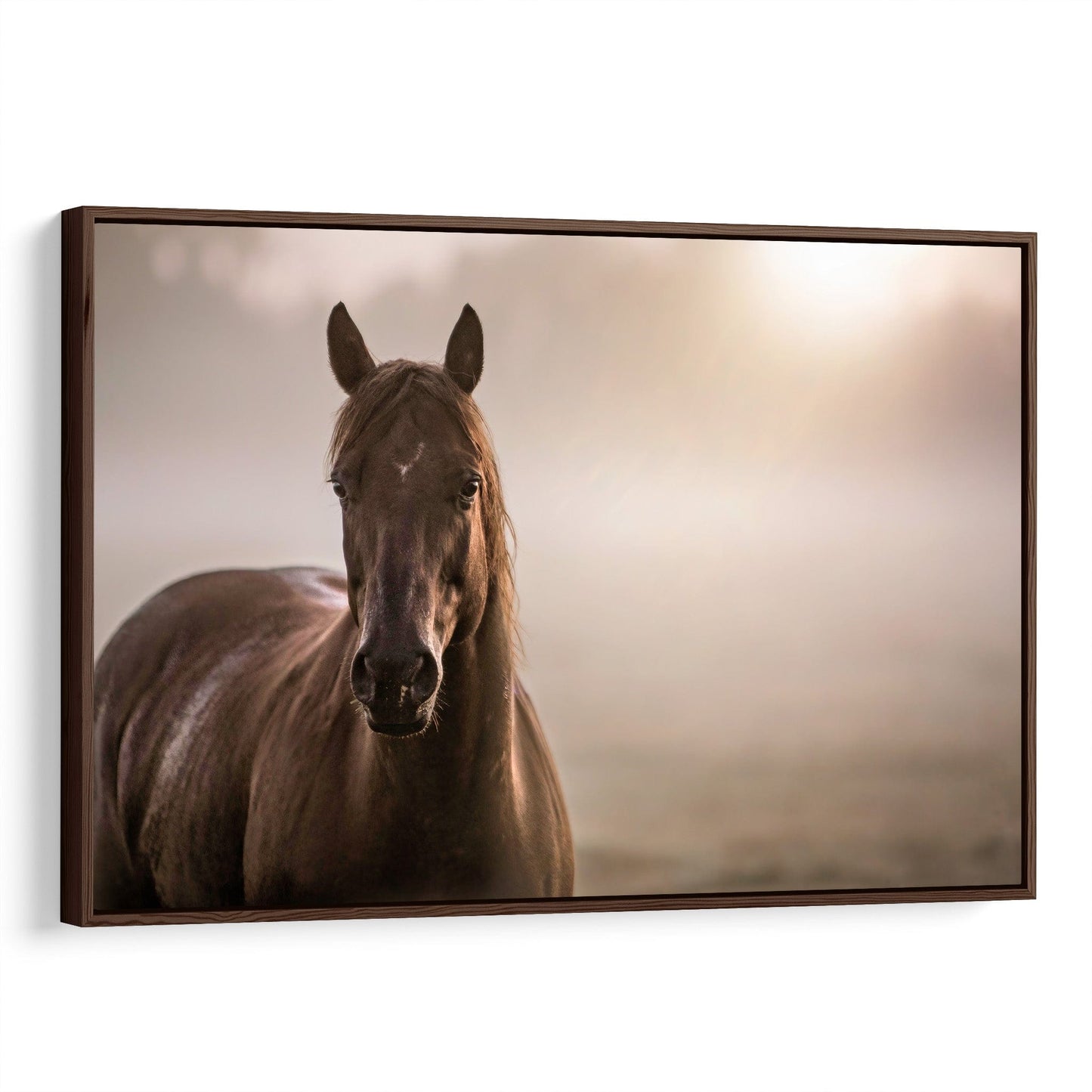 Horse Decor Canvas Print - Horse in Foggy Pasture Canvas-Walnut Frame / 12 x 18 Inches Wall Art Teri James Photography