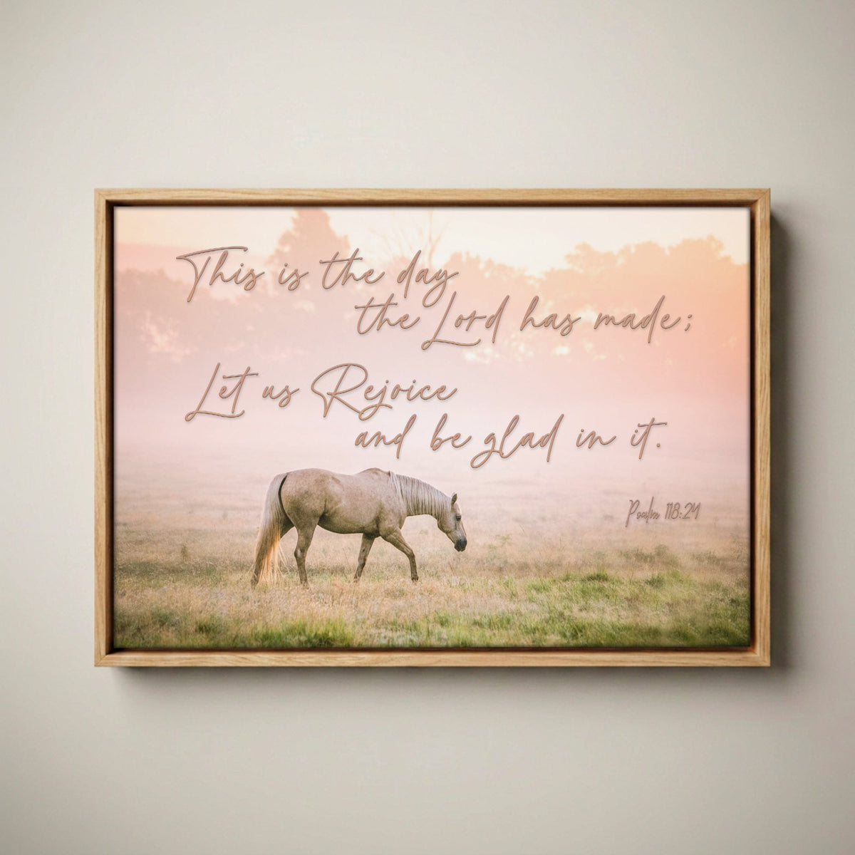 Horse Wall Art - Inspirational Palomino Canvas Print Canvas-Natural Oak Float Frame / 12 x 18 Inches