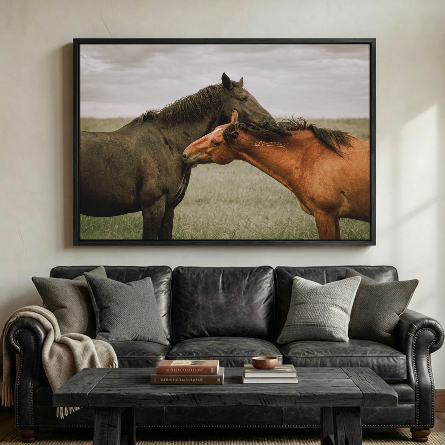 Large Horse Canvas Wall Art - Western Decor Canvas-Black Frame / 12 x 18 Inches
