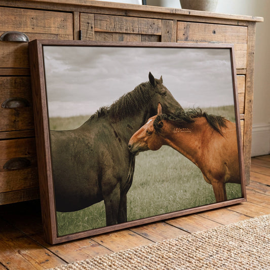 Large Horse Canvas Wall Art - Western Decor Canvas-Walnut Frame / 12 x 18 Inches