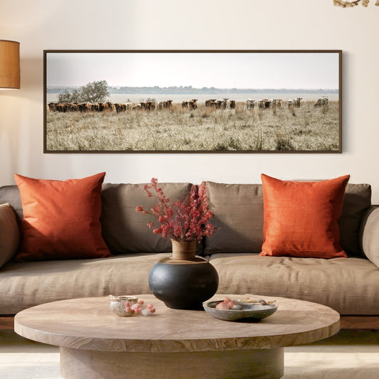 Large Panoramic Cattle Canvas Wall Art Teri James Photography