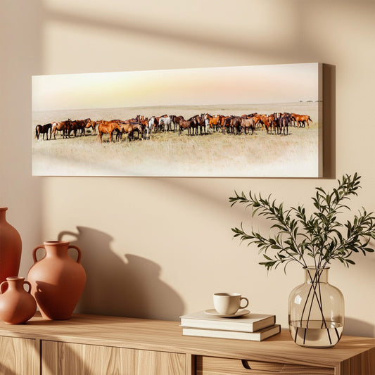 Large Panoramic Wild Horse Canvas Wall Art Teri James Photography