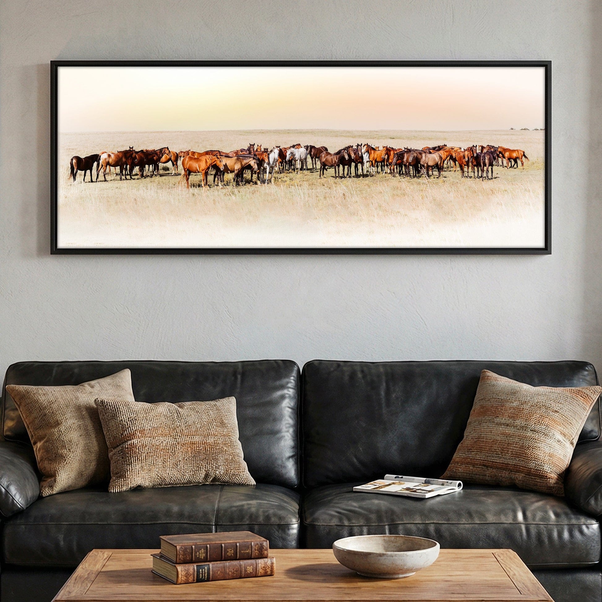 Wild Horse Canvas – Large Panoramic Horse Art | Western Wall Decor 60\, image size:1946x1946