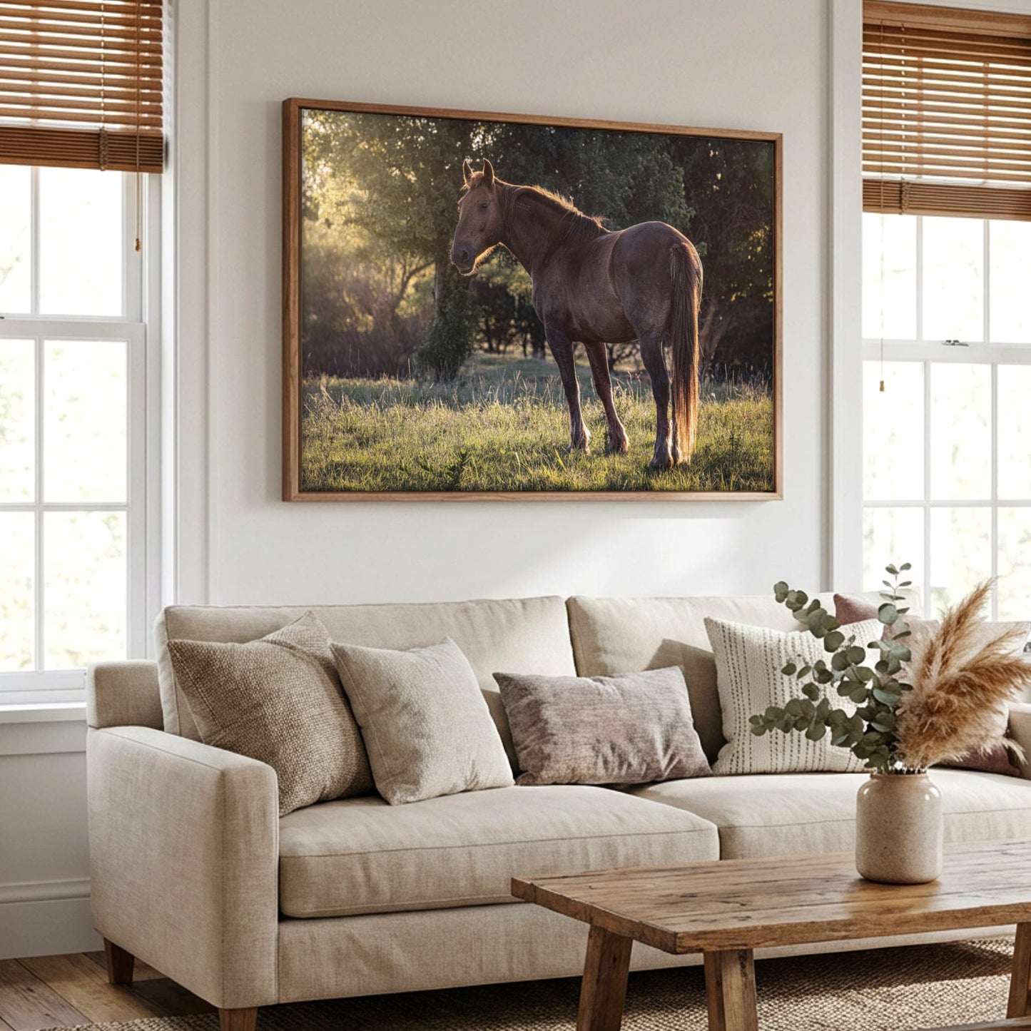 Large Western Wall Art - Horse Canvas Print Canvas-Walnut Frame / 12 x 18 Inches