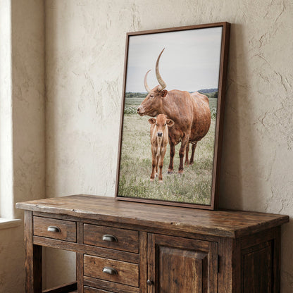 Longhorn Art Canvas - Texas Wall Art Rustic Home Decor for Living Room Wall Art Teri James Photography