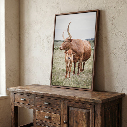 Longhorn Art Canvas - Texas Wall Art Rustic Home Decor for Living Room Wall Art Teri James Photography