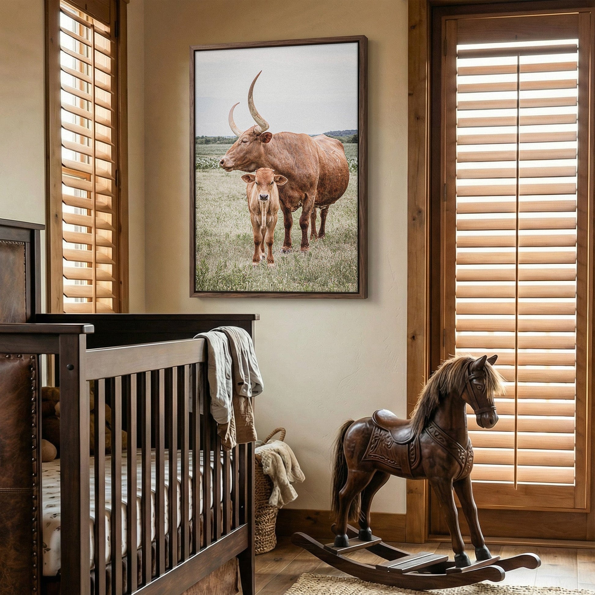 Longhorn Art Canvas - Texas Wall Art Rustic Home Decor for Living Room Wall Art Teri James Photography