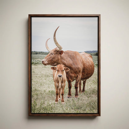 Longhorn Art Canvas - Texas Wall Art Rustic Home Decor