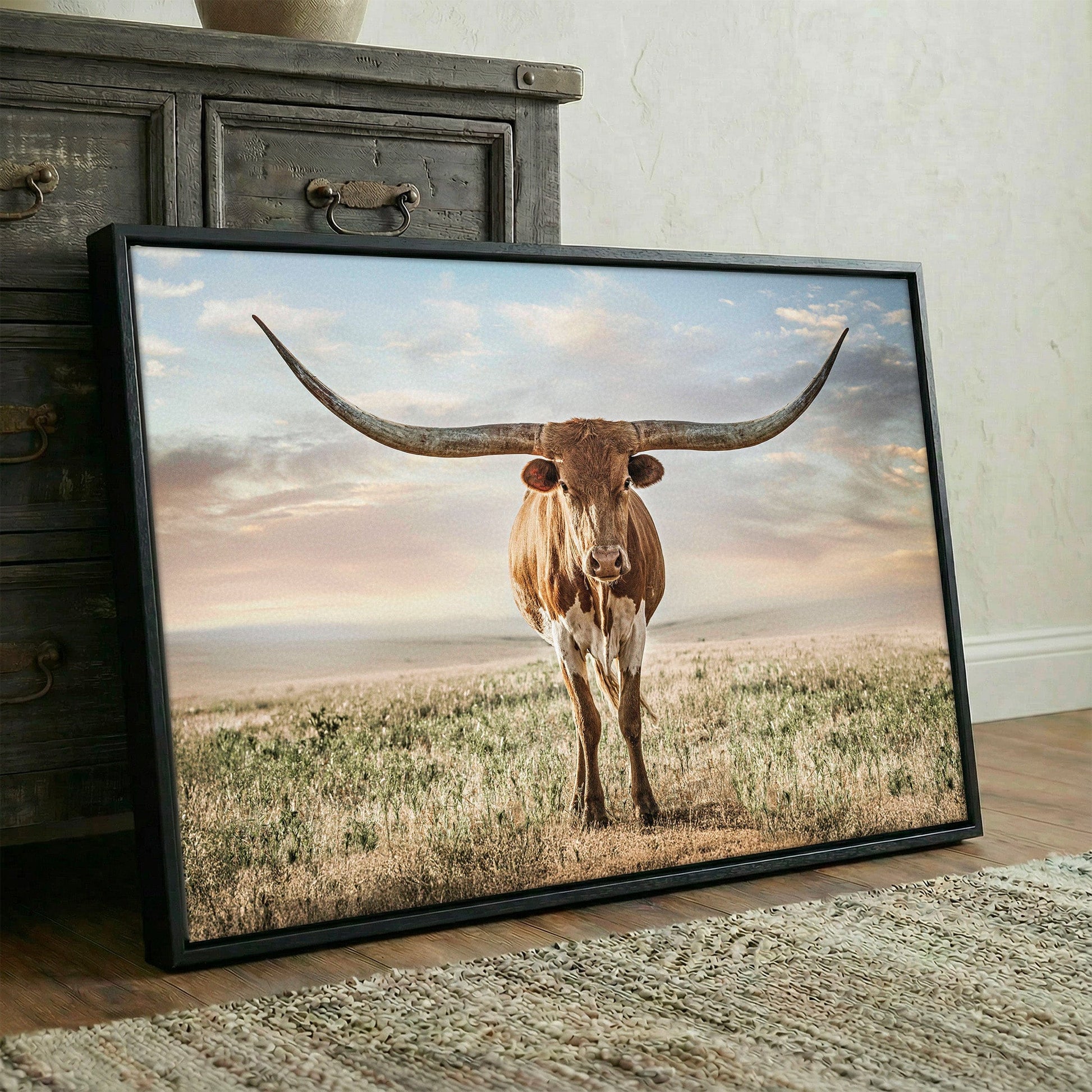 Longhorn Artwork Canvas Print – Texas Longhorn Wall Art Rustic Decor Wall Art Teri James Photography