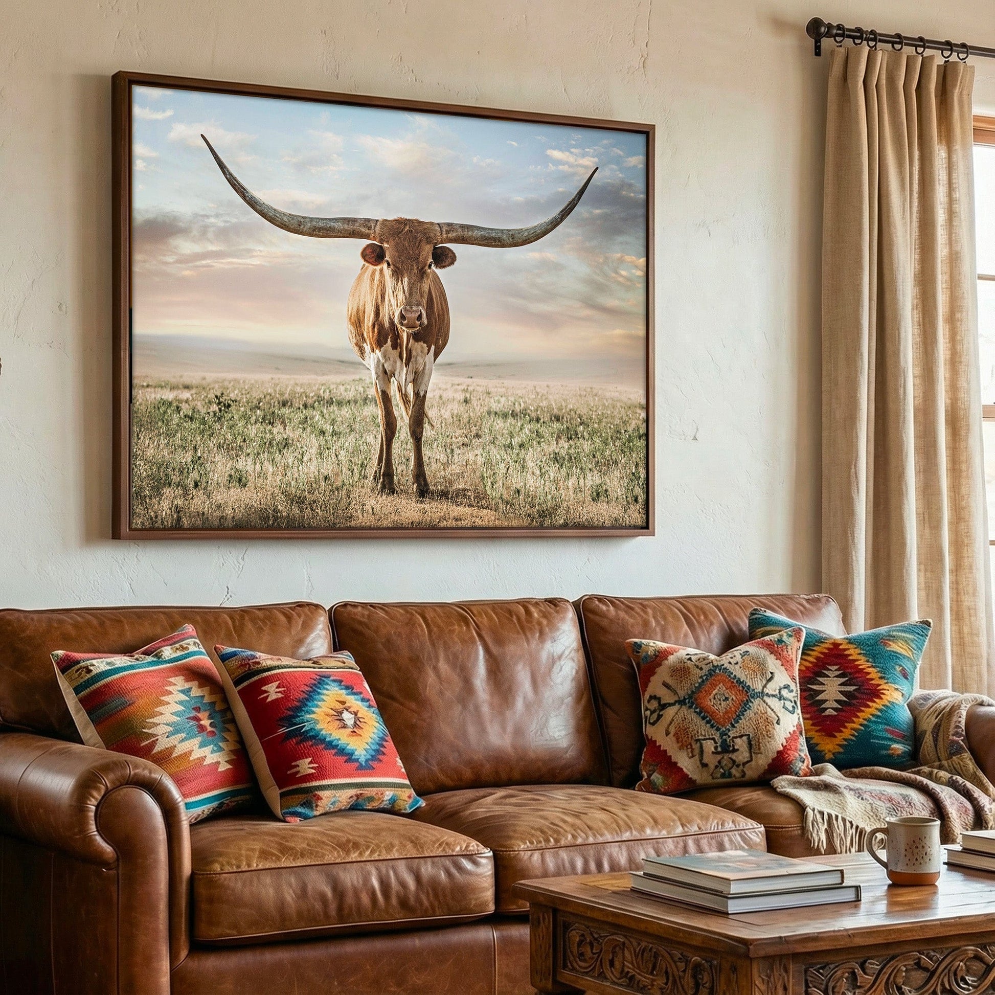 Longhorn Artwork Canvas Print – Texas Longhorn Wall Art Rustic Decor Wall Art Teri James Photography